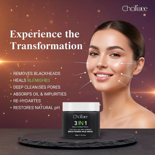 Detox Body Cleanser with Tea Tree & Salicylic Acid & 3-in-1 Volcanic Ash & Minerals Brightening Mud Mask