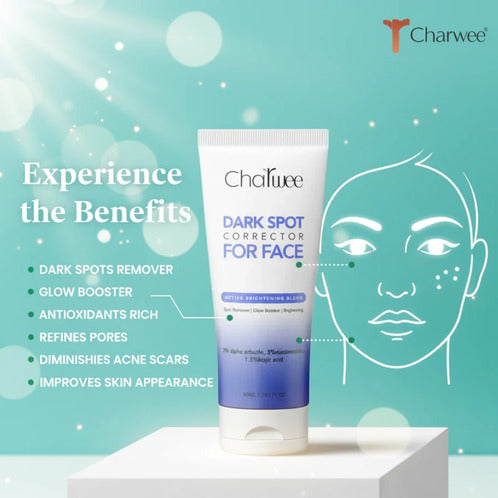 Charwee Dark Spot Remover Scrub Gel Cleanser & Dark Spot Corrector For Face with Active Brightening Blend