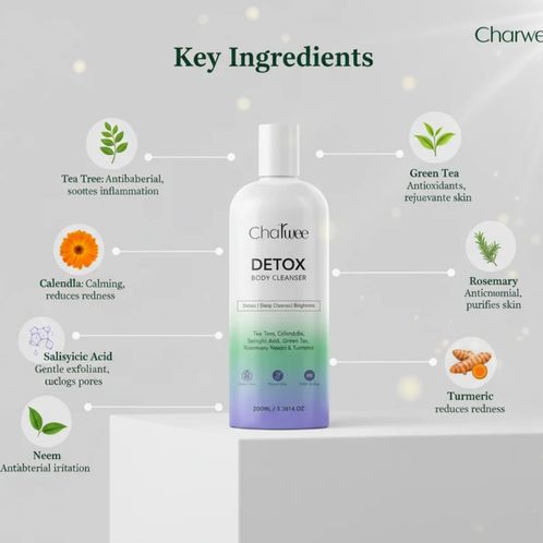 Detox Body Cleanser with Tea Tree & Salicylic Acid & 3-in-1 Volcanic Ash & Minerals Brightening Mud Mask