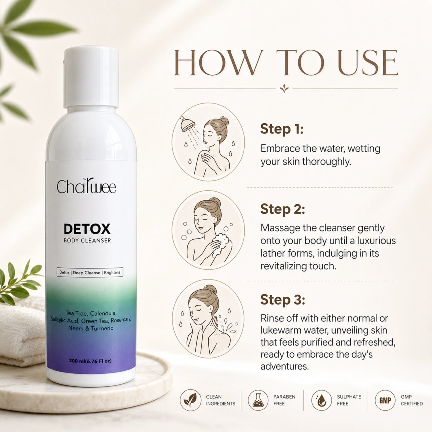 Charwee Detox Body Cleanser with Tea Tree & Salicylic Acid